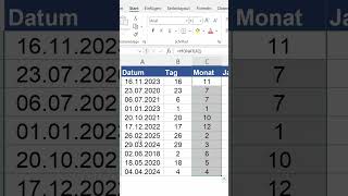 Tag Monat und Jahr aus Datum extrahieren in Excel [upl. by Anahsal946]