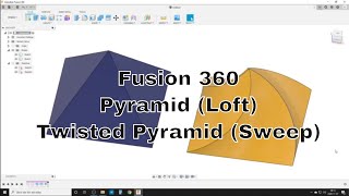 Pyramid and Twisted Pyramid in Fusion 360  Sweep with twist angle [upl. by Three]