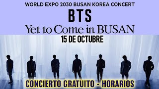 BTS CONCIERTO GRATIS  15 DE OCTUBRE  World Expo 2030 Busan Korea [upl. by Luis]