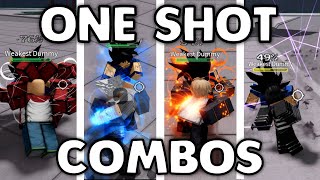 ONE SHOT COMBOS FOR EVERY CHARACTER in The Strongest Battlegrounds [upl. by Aeslek]