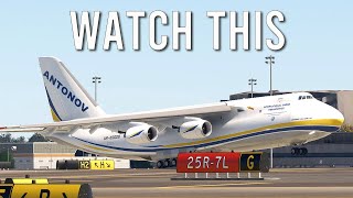 Unusual Plane Arrival  Antonov AN124 lands at Los Angeles Airport [upl. by Tailor]