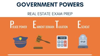 Government Powers Police Power Eminent Domain Taxation amp Escheat  Real Estate Exam Prep [upl. by Chita]