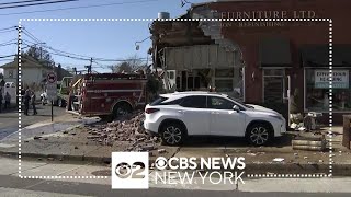 Video shows fire truck crashing into building on Long Island [upl. by Albertine420]