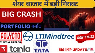 STOCK MARKET CRASH😭 PORTFOLIO बर्बाद 😭😭🔴 NIFTY CRASH🔴 NIFTY PREDICTION🔴 WHY SHARE MARKET CRASH TODAY [upl. by Meela67]