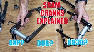 Sram Crankset Spindles Explained  GXP BB30 PF30 DUB [upl. by Ynnavoeg]