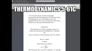 Thermodynamics 561C Someone claims based on temperature measurements that the temperature of a [upl. by Curtis]