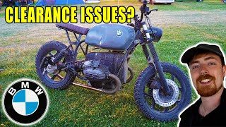 BMW R80 RT SCRAMBLER BUILD ENDURO TYRE FITMENT [upl. by Townshend]