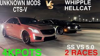 CADILLAC CTSV VS WHIPPLE HELLCAT amp SS VS 50 4KPOTS mexico racing hellcat mustang camaro ctsv [upl. by Paapanen]