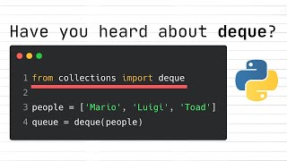 A Very Fast And Memory Efficient Alternative To Python Lists Deque [upl. by Letnahs325]