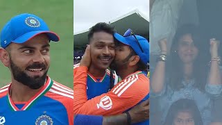 Ritika Virat Kohlis Mysterious reaction When Rohit Sharma Kisses Hardik Pandya infront of Camera [upl. by Cohla]