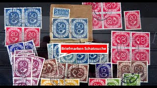 Briefmarken und Briefe wertvoll Schatzsuche in einem Posten Briefmarken BRD Posthorn [upl. by Osner]