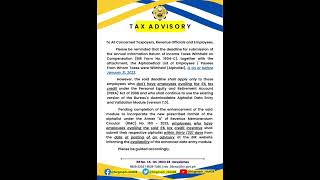 Tax Advisory deadline of submission of BIR Form 1604C [upl. by Yenots]