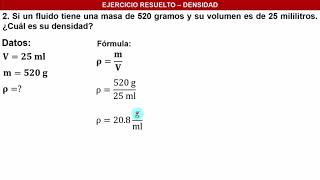 EJERCICIOS RESUELTOS DE DENSIDAD  expresada en gramos por mililitros gml [upl. by Aseyt]