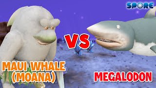 Maui Whale Moana vs Megalodon  Cartoon vs Dino S4E9  SPORE [upl. by Carlisle]