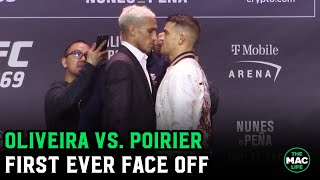 Dustin Poirier vs Charles Oliveira First Face Off  UFC 269 Press Conference [upl. by Fax406]