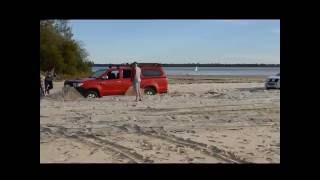 2 Sand Bogged 4x4s Rescued by 1 Landcruiser  Inskip Point near Fraser Island [upl. by Esydnac407]