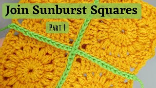 How to Join Mini Sunburst Granny Squares with a Slip Stitch  Part 1 [upl. by Iew]