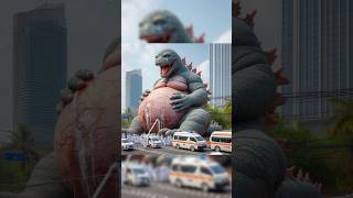 A pregnant Godzilla gives birth to a hospital in Phnom Penh shorts godzilla funny comedy ai [upl. by Tireb310]