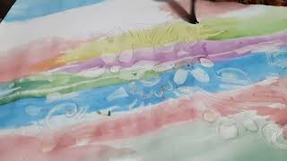 Mix media painting tutorial Rainbow theme 🌈 [upl. by Saville]