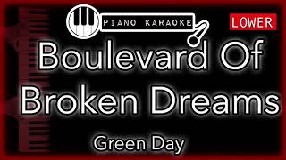 Boulevard Of Broken Dreams LOWER 3  Green Day  Piano Karaoke Instrumental [upl. by Amadeo914]