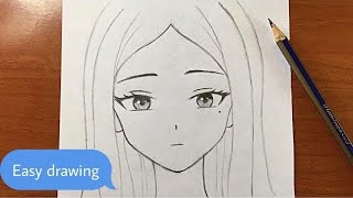 Easy anime drawing  how to draw anime girl easy stepbystep [upl. by Fredric]