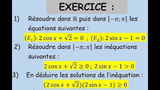 Les équations et les inéquations trigonométriquesExerciceTCSBIOF [upl. by Bascomb]