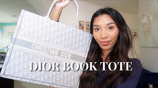 WHATS IN MY WORK BAG  LARGE DIOR BOOK TOTE REVIEW [upl. by Enyal990]