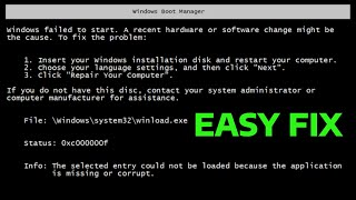 How To Fix Windows Boot Manager Failed to Start [upl. by Aurlie]