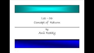 IM06  Concept of Return  Realized ampExpected return  Exante amp Expost return [upl. by Donal]