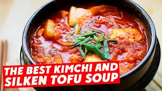 Easy Kimchi Jjigae with Pork Belly and Silken Tofu  泡菜豆腐汤 [upl. by Yelrahc9]