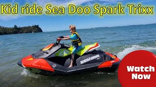 Kids riding Jet Ski Sea Doo Spark Trixx [upl. by Ahsenyt]