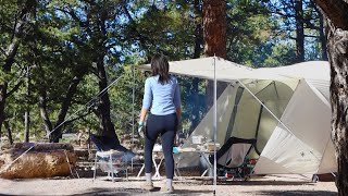 Young Winter Camping at Grand Canyon NP  Snow Peak Alpha Breeze  Mather Campground [upl. by Nelac]