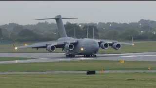 Boeing C17 Globemaster Carrying the Queens Coffin Take off and Landing from Edinburgh to Northolt [upl. by Malek]