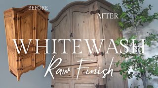 DIY FURNITURE FLIP  HOW TO WHITEWASH AND RID THE ORANGE FINISH  1ST FB MARKETPLACE FIND [upl. by Anicul951]