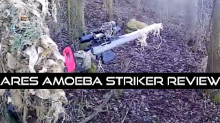 Target Down Custom Ares Amoeba Striker AS01 Mancraft HPA Airsoft Sniper RIfle Review [upl. by Ecinev720]