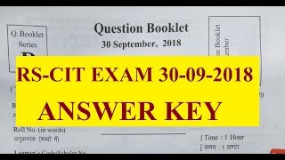 RSCIT Answer key 2019  RKCL RSCIT Exam Question paper and Solution Series A B C D [upl. by Lozano843]