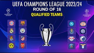 UEFA CHAMPIONS LEAGUE 202324 Round of 16 Draw  Qualified Teams 16  UCL Fixtures 202324 [upl. by Belier]