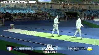 FE M E Individual Rio GP 2016 T16 03 green GRUMIER FRA vs NIKISHIN UKR [upl. by Inanak387]