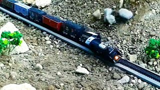 Rail king train sets train hit by a rock slide and derailment [upl. by Acinat]