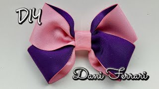 Laço muito fácil sem gabarito  Tutorial passo a passo  Ribbon bow hair  Dani Ferrari [upl. by Kotta]