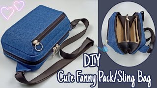 DIY Cara Membuat TasFanny PackSling Bag Tutorial amp Pattern [upl. by Zirkle]