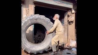 Hard working Old Man Repairing Big Tractor Tire Using Aluminium Mold [upl. by Jethro]