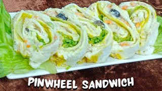 Easy Pinwheel Sandwich Recipe  Quick Party Snack Ideas with Bread [upl. by Aleacim]