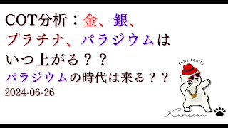 COT分析：金、銀、プラチナ、パラジウムはいつ上がる？？パラジウムの時代は来る？？20240626 [upl. by Einnok]