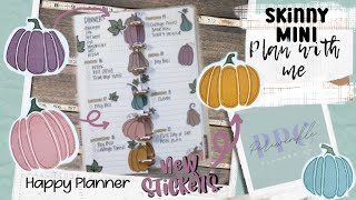 Happy Planner SKINNY MINI Plan With Me  Using FALL stickers from periwinkle planner co [upl. by Erastatus608]