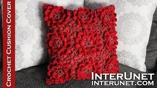 Crochet cushion cover – 3d flower motifs crochet stitch [upl. by Netsruk]