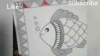 easy fish madhubani painting for kids [upl. by Mindi]