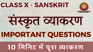 Class 10 Sanskrit Grammar संस्कृत व्याकरण Important Questions for 2024 [upl. by Korrie]