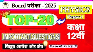 Physics Class 12 Chapter 1 Important Questions  वैद्युत आवेश तथा क्षेत्र  Board Exam 2025 [upl. by Anes851]