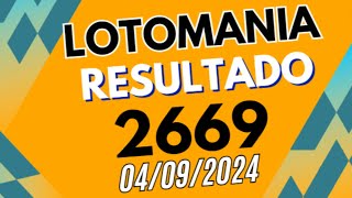 LOTOMANIA 2669  Resultado da LOTOMANIA 0409 Concurso 2669 [upl. by Francoise]